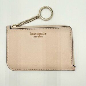 Kate Spade Medium L Zip Leather Card Holder Keychain EUC